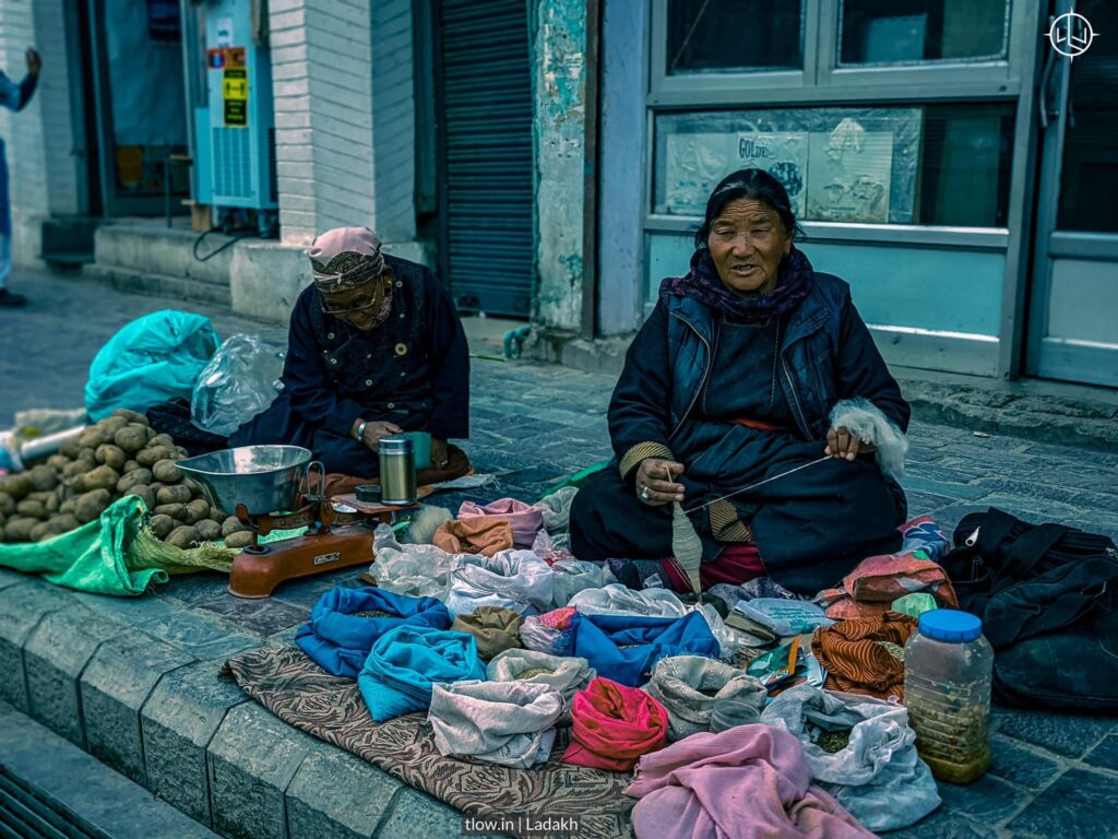 Ladakhi lady selling vegetables