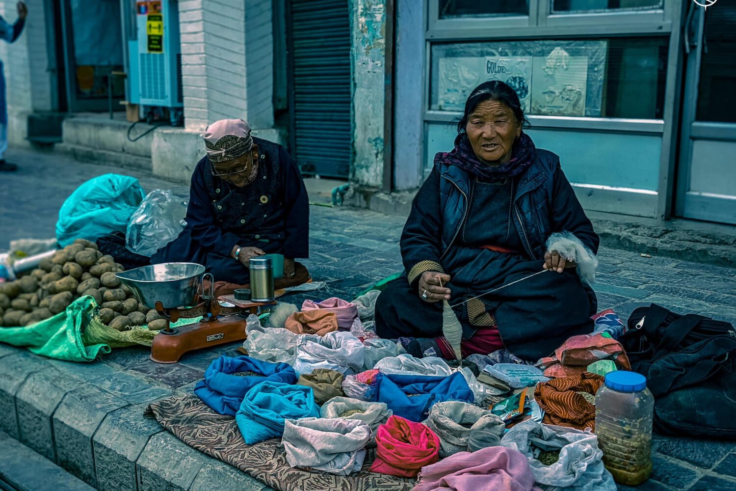 Ladakhi lady selling vegetables