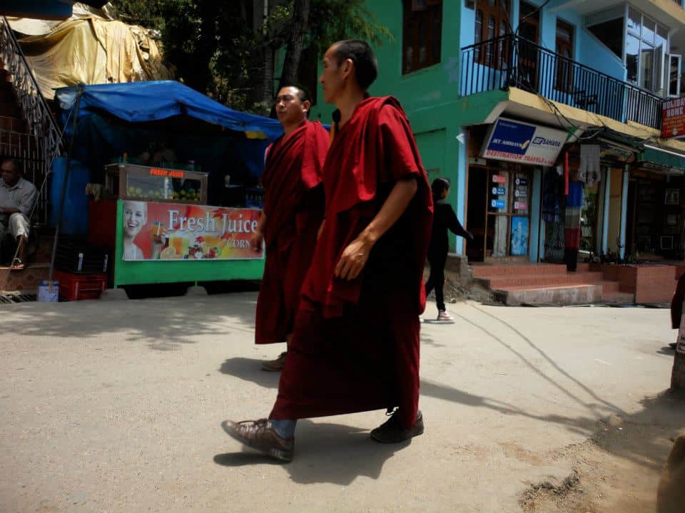 Monks walking in Mcleodganj 