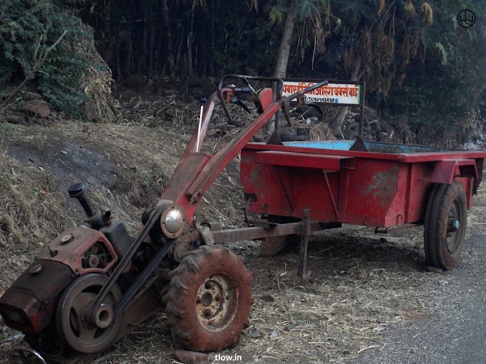 Tractor parked outside the village 