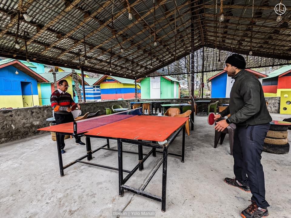 Table tennis at yolo cafe Manali