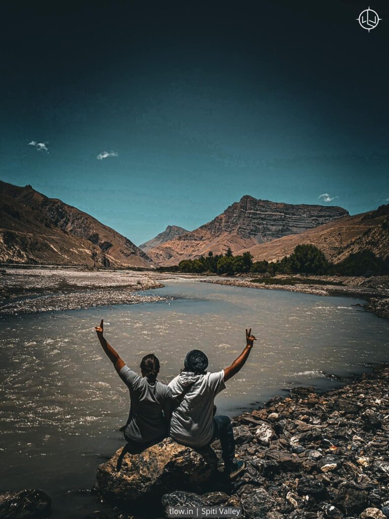 Wanderlust  backpacking couple at spiti valley