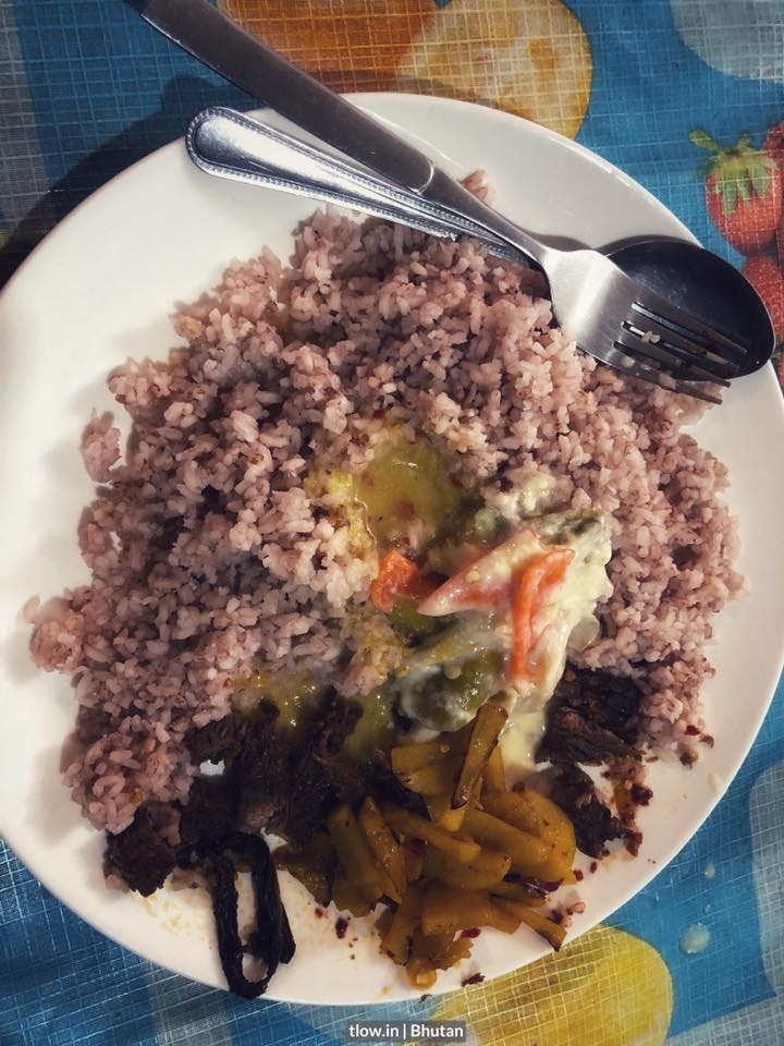 Bhutan Red Rice + Ema Datshi + dried beef