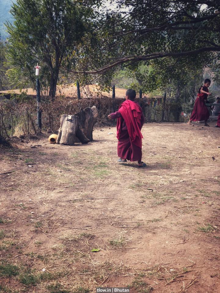 Lamas playing in the Monastery Bhutan