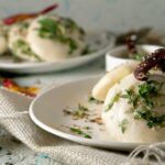 delicious dumplings with with herbs and veggies