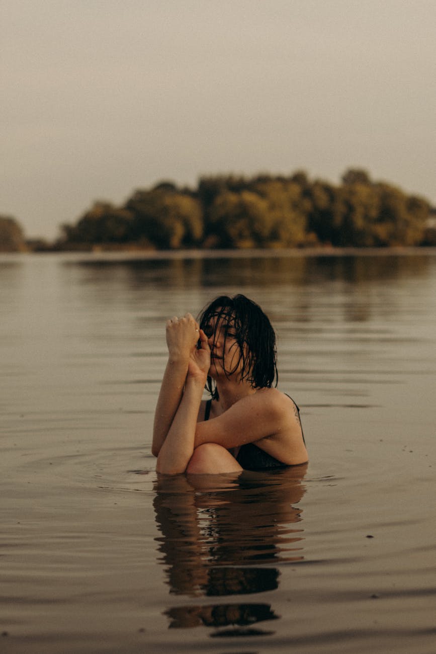 woman on a lake